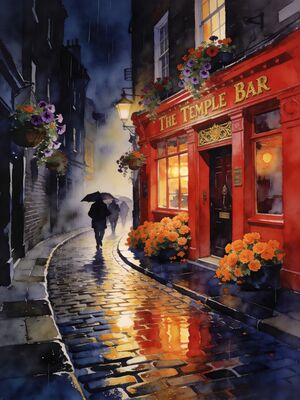 Ireland Trinity College Square Watercolor Canvas Print