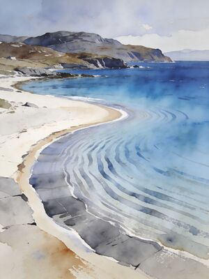 Isle of Colonsay Kiloran Bay Watercolor Canvas Print