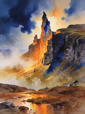 Isle of Skye Old Man of Storr Sunset Watercolor Canvas Print