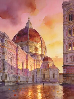 Italy Hill Town Lane Watercolor Canvas Print