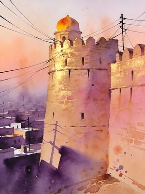 Jaisalmer Narrow Fort Lane Watercolor Canvas Print