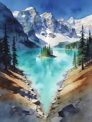 Jasper Athabasca Falls at Sunrise Watercolor Canvas Print