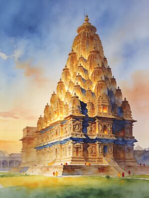 Khajuraho Kandariya Mahadeva Temple Watercolor Canvas Print