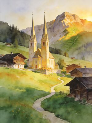 Kitzb Hel Watercolor Canvas Print