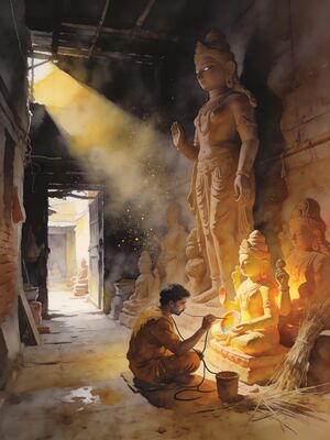 Kolkata College Street Bookstalls Watercolor Canvas Print