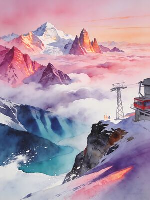La Plagne Alpine Meadow Watercolor Canvas Print