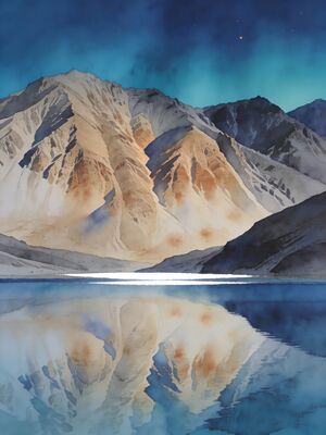Ladakh Prayer Flags Khardung La Watercolor Canvas Print