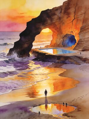Laguna Beach Crystal Cove Cottages Watercolor Canvas Print