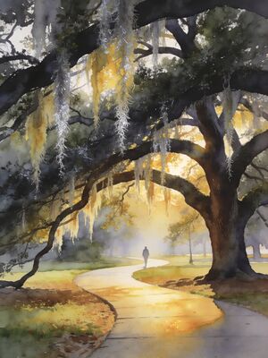 Lake Eola Park Palace Facade Watercolor Canvas Print