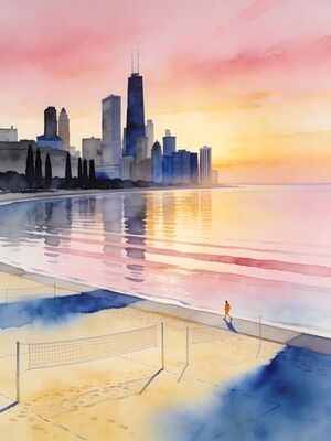 Sleeping Bear Dunes Sailboat Scene Watercolor Canvas Print
