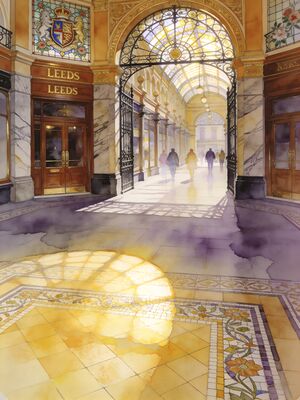 Leeds Corn Exchange Sunset Watercolor Canvas Print