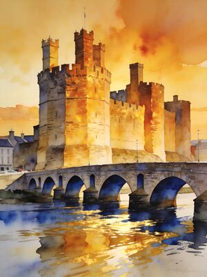 Limerick Thomond Bridge Castle Watercolor Canvas Print