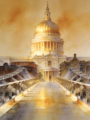 London Tower Bridge at Dusk Watercolor Canvas Print