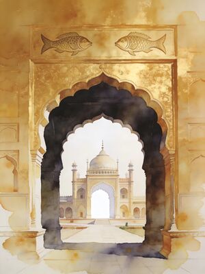 Lucknow Bara Imambara Gateway Watercolor Canvas Print