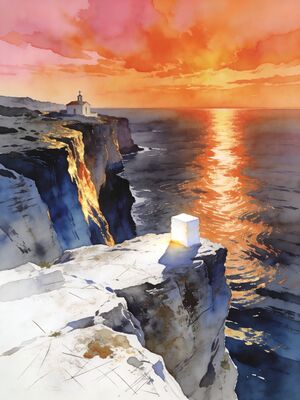 Malta Sunset Coast Watercolor Canvas Print