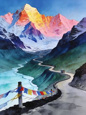 Manali Hadimba Temple Forest Watercolor Canvas Print