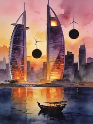 Manama Bab Al Bahrain Gateway Traditional Souq Watercolor Canvas Print