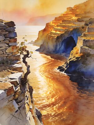 Manarola Vineyard Terraces Watercolor Canvas Print