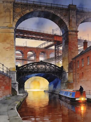 Manchester Northern Quarter Street Watercolor Canvas Print