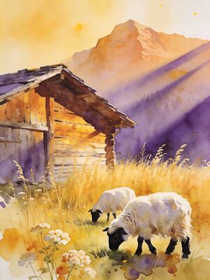 Matterhorn Summit Panorama Watercolor Canvas Print