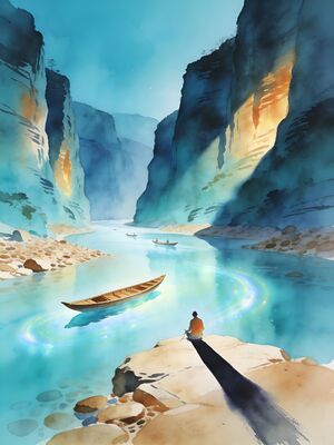 Meghalaya Double Decker Root Bridge Watercolor Canvas Print