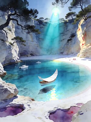 Menorca Cala Macarella Turquoise Cove Watercolor Canvas Print