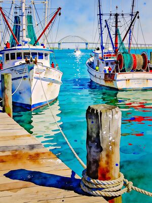 Mississippi Lakeside Dawn Watercolor Canvas Print