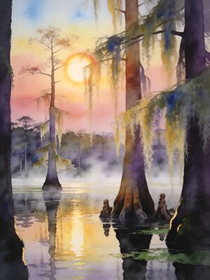 Mississippi Boat Scene Watercolor Canvas Print