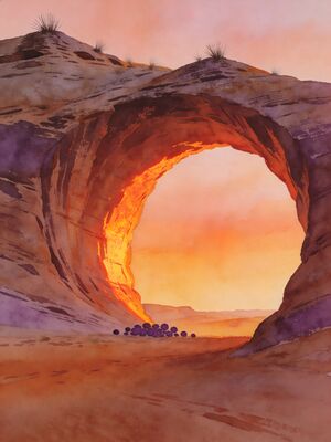 Moab Utah Delicate Arch at Sunset Watercolor Canvas Print