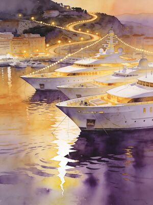 Monaco Watercolor Canvas Print