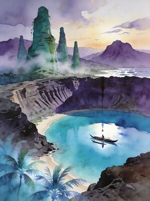 Mo Orea Watercolor Canvas Print
