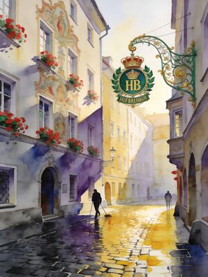 Munich Cathedral Square Watercolor Canvas Print