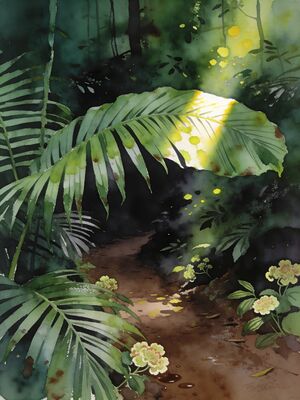 Munnar Tea Plantation Sunrise Watercolor Canvas Print