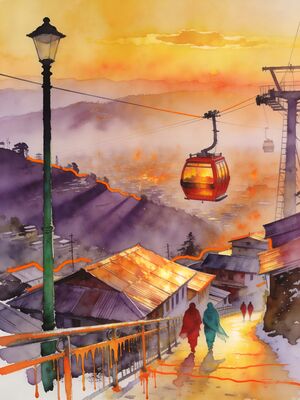 Mussoorie Landour Colonial Walk Watercolor Canvas Print