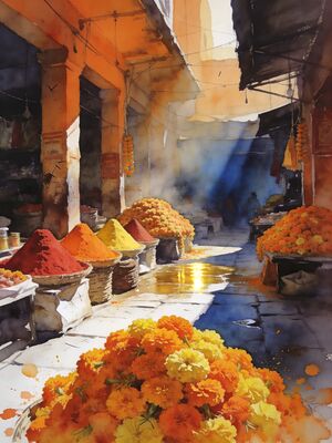 Mysore Chamundi Hill Panorama Watercolor Canvas Print