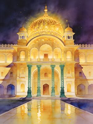 Mysore Dasara Procession Watercolor Canvas Print