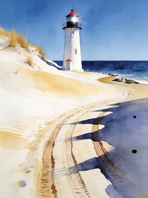 Nantucket Straight Wharf Harbor Watercolor Canvas Print