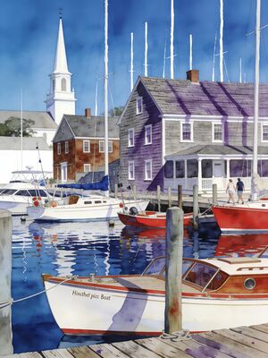 Nantucket Madaket Beach West End Sunset Watercolor Canvas Print