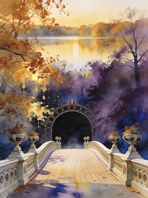 Central Park Bow Bridge Watercolor Canvas Print