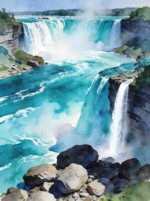 Niagara Falls American Falls Watercolor Canvas Print