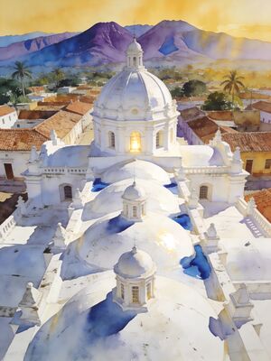 Nicaragua San Juan del Sur Bay Watercolor Canvas Print