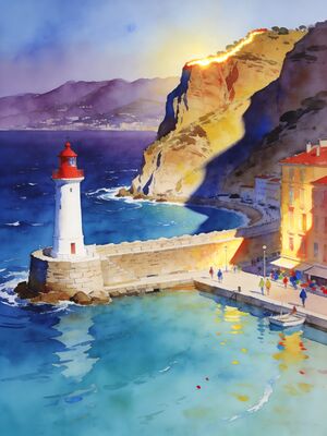 Nice Promenade des Anglais Watercolor Canvas Print