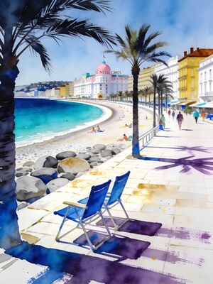 Nice Morning Cove Watercolor Canvas Print