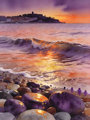 Nice Lighthouse Cliff Watercolor Canvas Print