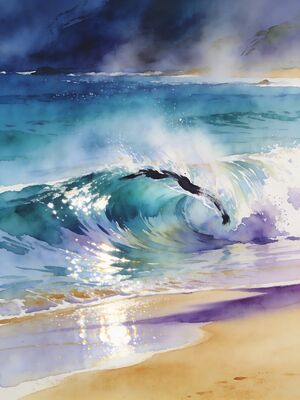 Noosa Heads Main Beach and Headland Watercolor Canvas Print