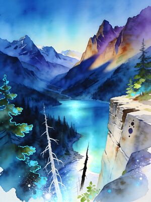 North Cascades Diablo Lake Turquoise Watercolor Canvas Print