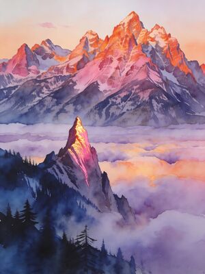 Olympic Rialto Beach Sea Stacks Watercolor Canvas Print