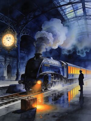 Orient Express Luxury Train Through Golden Countryside Watercolor Canvas Print