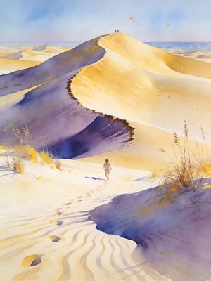 Outer Banks Jockey's Ridge Dunes Watercolor Canvas Print