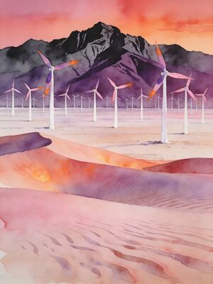 Palm Springs Caravan Trail Watercolor Canvas Print